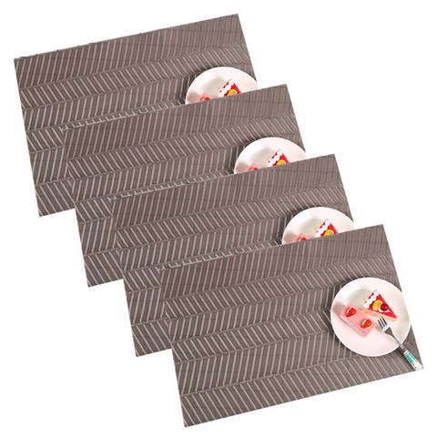앤티스 빗살무늬 PVC 테이블매트 4p, 브라운, 45 x 30 cm