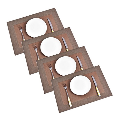 앤티스 유럽스타일 PVC 방수 테이블매트 4p, 더블사각 브라운, 45 x 30cm