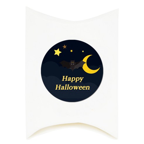 도나앤데코 아주작은반달상자 화이트30p + 러블리 할로윈 happy halloween 박쥐 4.5cm스티커 30p, 1세트