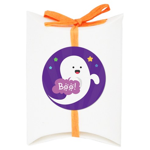 도나앤데코 아주작은반달상자 화이트 30p + 러블리 할로윈 베시시 유령 BOO 5cm 스티커 30p + 라피아끈 오렌지 20m, 혼합 색상, 1세트