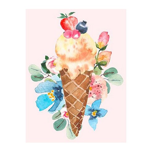 케이엠엘리 보석십자수 30 x 40 cm, 아이스크림 꽃 2, 1개