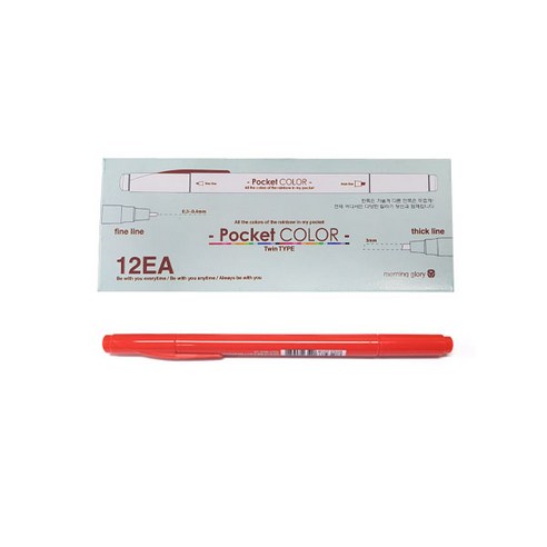 모닝글로리 700 포켓칼라펜 양면, 레드, 12개