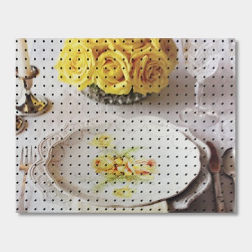 앤비커머스 인테리어타공판 노랑꽃식탁, 1개, White