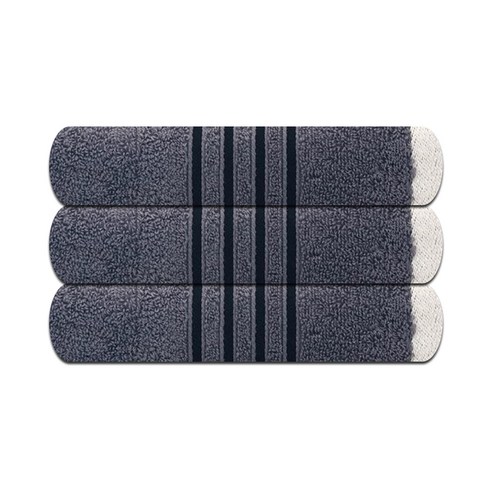 송월타월 나폴리 스트라이프 수건 150g, 그레이, 3개