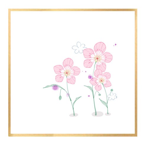 북유럽 캔버스액자 FLO0023 CA 정사각형, 메탈올리브골드