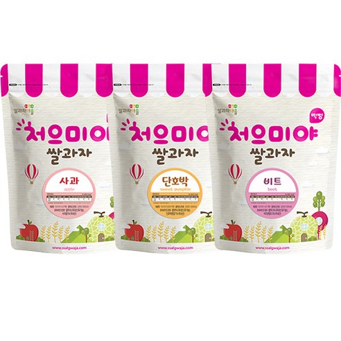 쌀과자마을 처으미야 떡뻥과자 3종세트, A(사과, 단호박, 비트), 1세트