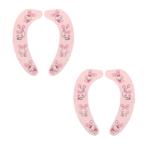 블럭마트 욕실 변기시트 L, 핑크 토끼, 2개입