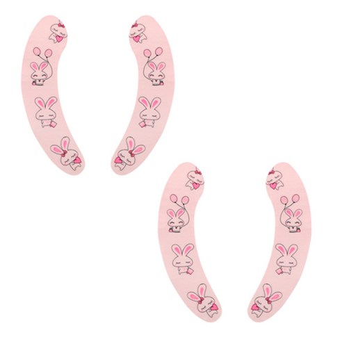 블럭마트 욕실 변기시트 S, 핑크 토끼, 2개입