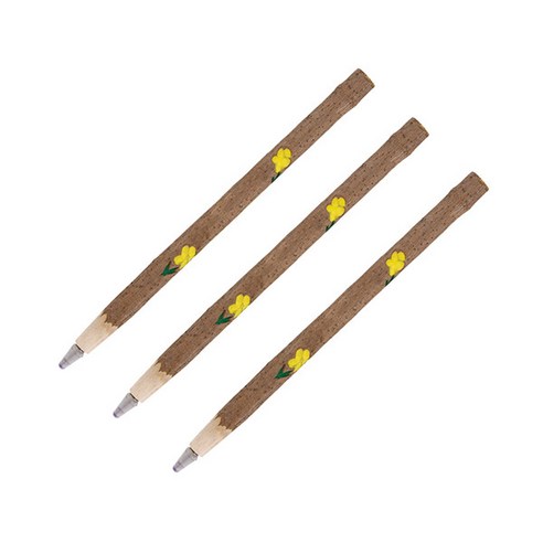 조이펜 트로피칼 네이처 리얼 수제 핸드메이드 원목펜 0.7mm, 플라워, 3개입
