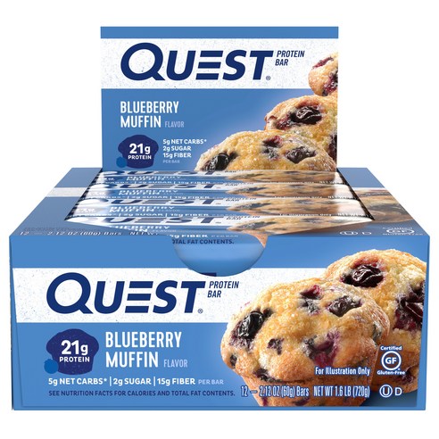 [쿠팡수입] 퀘스트뉴트리션 프로틴 바, 60g, 12개입, 블루베리 머핀(Blueberry Muffin)