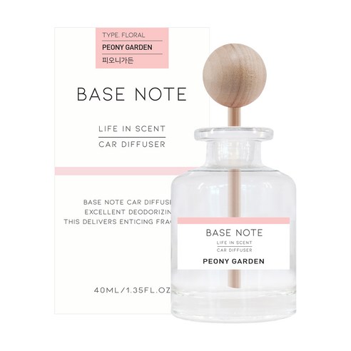 베이스노트 차량용 디퓨져 40ml, 피오니 가든, 1개
