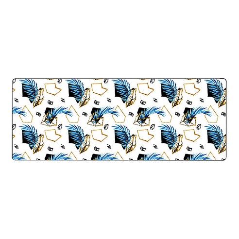 디엠코퍼레이션 알럽컴 무디쉬 마우스 장패드 900 x 400 x 2 mm, 화이트파란잎, 1개