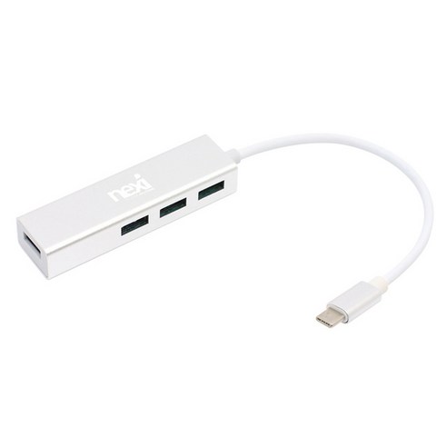 넥시 USB3.1 TYPE C 허브 무전원 4포트 NX-U31H4P, 화이트