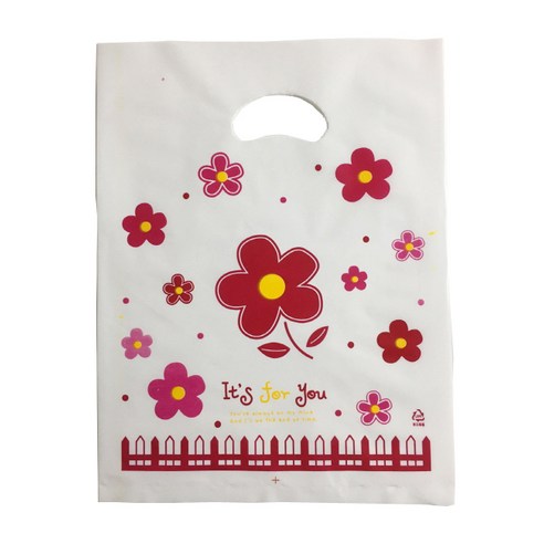 팩스타 펀칭 비닐 포장봉투 가로 30cm x 세로 40cm, 빨간꽃, 50개입