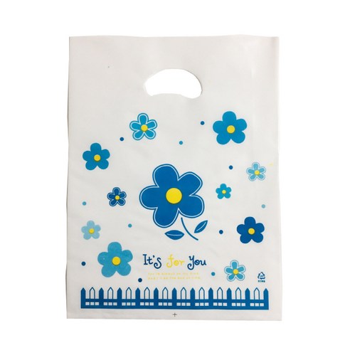 팩스타 펀칭 비닐 포장봉투 가로 25cm x 세로 35cm PE25, 파랑꽃, 50개입