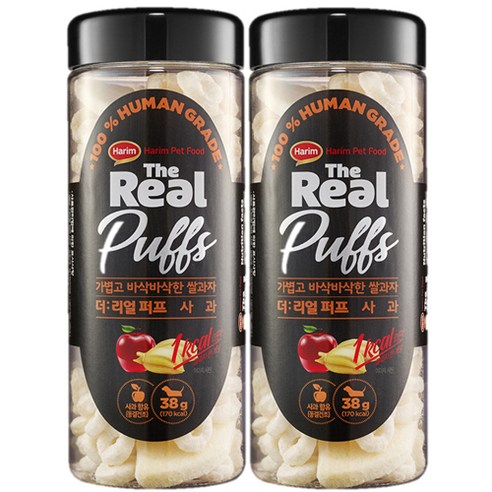 하림펫푸드 더리얼 퍼프 강아지 간식, 사과맛, 2개입