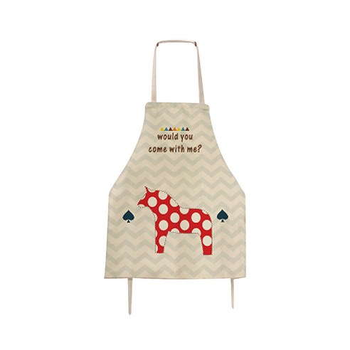 DM 알럽홈 에이프런 프리티 앞치마 58 x 68 cm, 스페이드 둥근패턴 목마, 1개