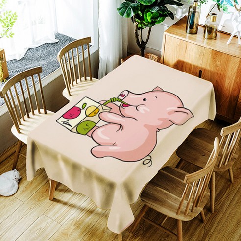 스윗리빙 큐니카툰 테이블보, 피그, 140 x 140 cm