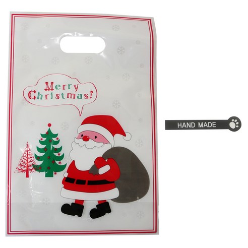 황씨네도시락 크리스마스 해피산타 쿠키비닐백 100p + 발바닥핸드 메이드 블랙 100p, 1세트