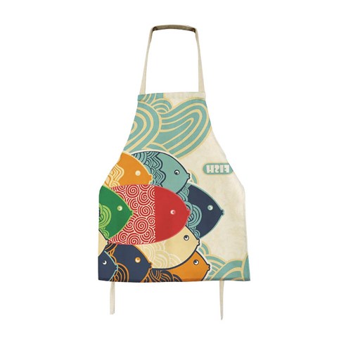 DM 알럽홈 에이프런 프리티 앞치마 58 x 68 cm, 여러색 물고기, 1개