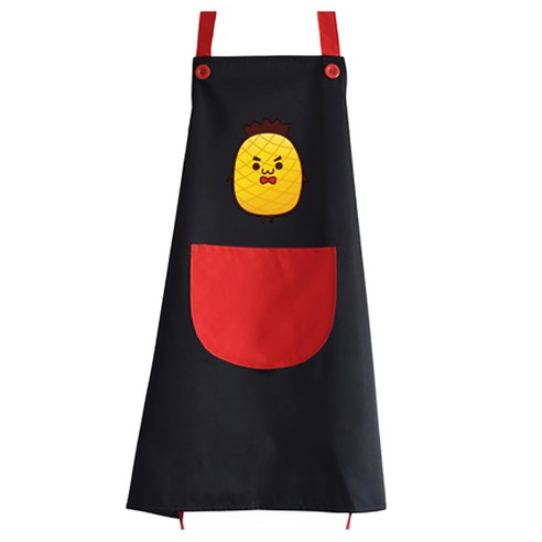 DM 알럽홈 파인애플캐릭터 앞치마, 블랙리본파인애플, 1개