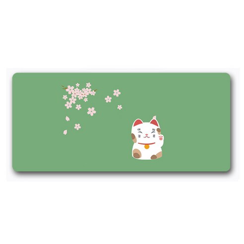 DM 알럽컴 럭키 고양이 마우스 장패드 40 x 90 x 3 cm, 그린4, 1개