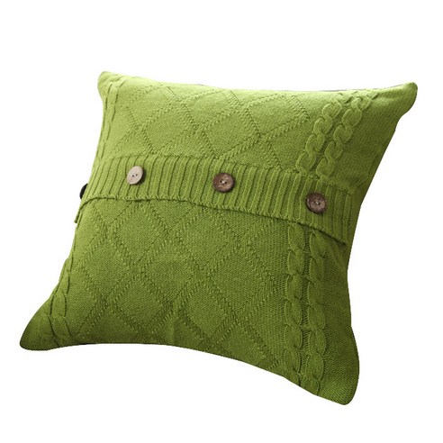 저스틴앤클로이 버튼 다이아 패턴 쿠션커버, 다크그린
