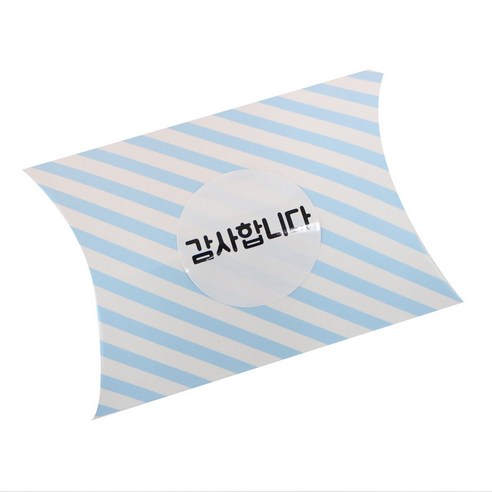 황씨네도시락 반달상자 스트라이프 블루 10p + 원형 감사합니다 스티커 화이트 10p, 혼합 색상, 1세트