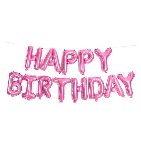 파티팡 은박 풍선세트 HAPPY BIRTHDAY, 핑크, 1세트