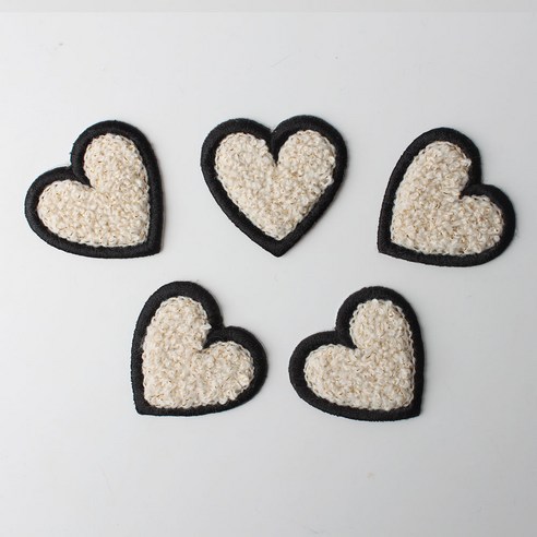 패션포인트 미니 자수 와펜 40 x 38 mm, 보슬이하트 화이트골드, 5개