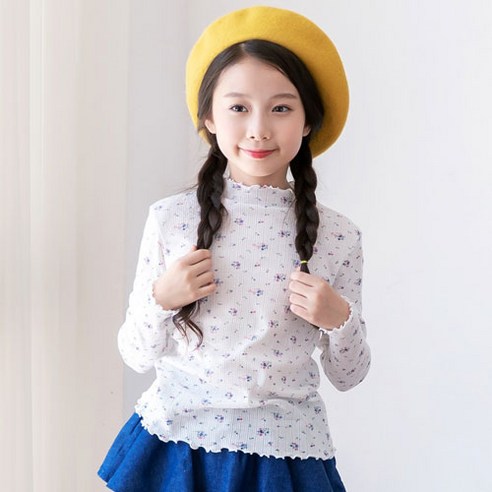 잭키드 여아용 플라워 날라리 티셔츠, 화이트