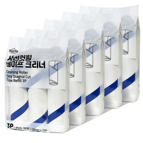 홈인더스트리 사선컷팅 테이프크리너 리필 60매, 5개