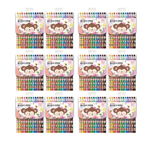모나미 여아용 모니주 종이말이 색연필 12세트, 12색, 1세트