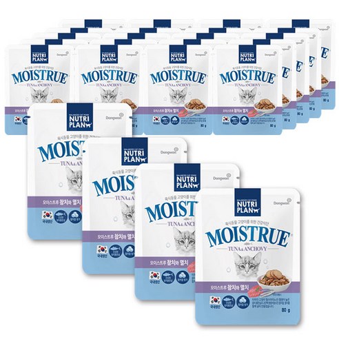 뉴트리플랜 모이스트루 고양이 습식 파우치 간식 참치 80g, 참치 + 멸치 혼합맛, 24개입