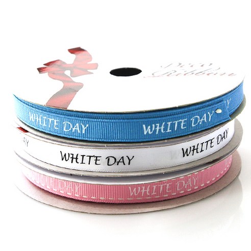 톡톡팬시 굿즈 WHITE DAY 프린팅 포장리본 3p 세트, NO2, 13.5m