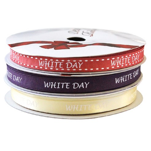 톡톡팬시 굿즈 WHITE DAY 프린팅 포장리본 3p 세트, NO7, 13.5m
