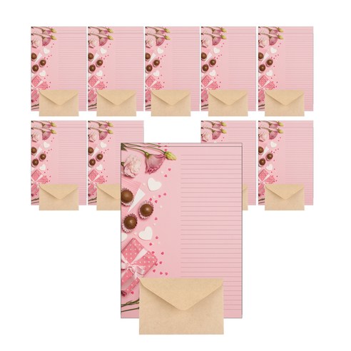 삼육오데이 디자인 편지지 2p + 봉투, 초콜렛, 10세트