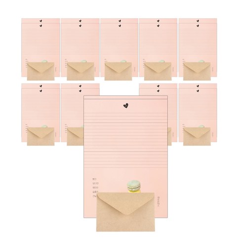 삼육오데이 디자인 편지지 2p + 봉투, 마카롱, 10세트