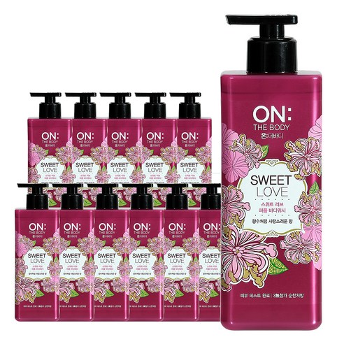 온더바디 퍼퓸 바디워시 스위트러브, 500g, 12개입