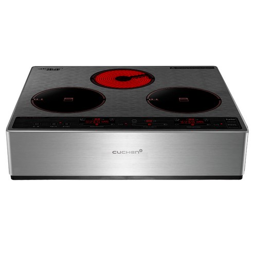 쿠첸 3구 하이브리드 전기레인지 HIC-S3200DS+스탠드케이스, HIC-S3200DS