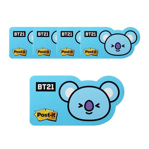 쓰리엠 포스트잇 강한점착용 모양노트 654 BT21, 코야, 5개입