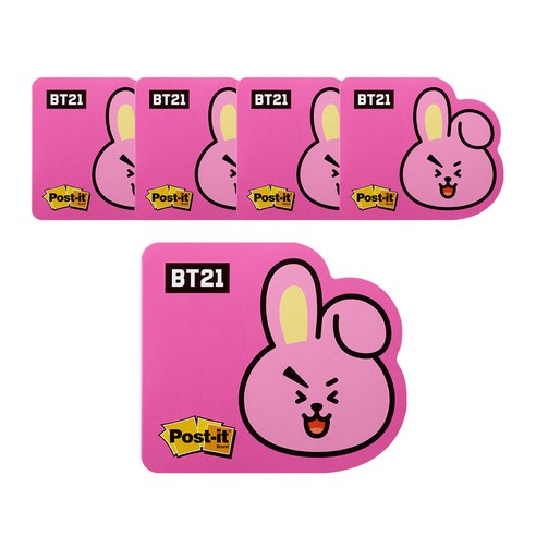 쓰리엠 포스트잇 강한점착용 모양노트 654 BT21, 쿠키, 5개입