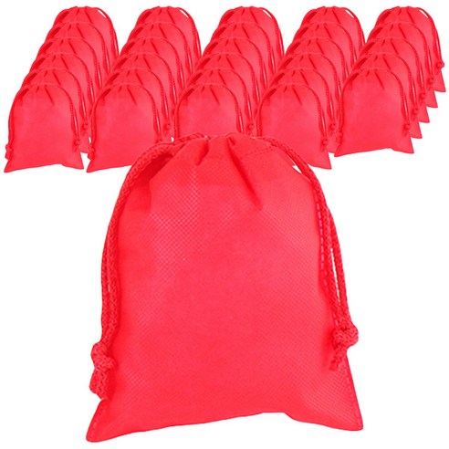 봄91 끈조리개 부직포백 15 x 18 cm, 레드, 30개입