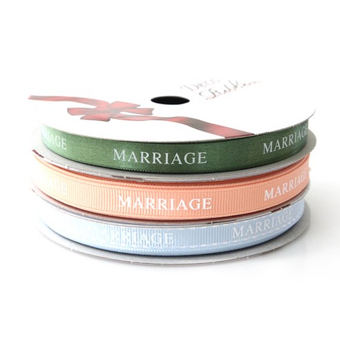 톡톡 팬시굿즈 MARRIAGE 프린팅 포장리본 세트, NO20(C20진올리브, G40조개살색, G20연하늘), 13.5m