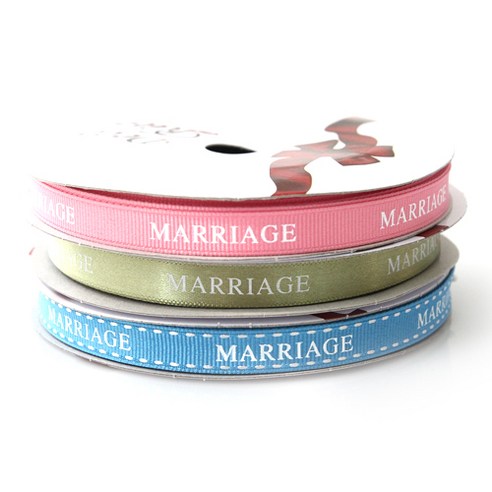 톡톡 팬시굿즈 MARRIAGE 프린팅 포장리본 세트, NO14(C14올리브, G34진분홍, G24물색), 13.5m