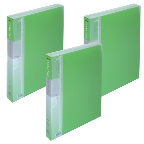 에코청운 PP 클리어화일 60p 메탈장식 A4, 연두, 3개입