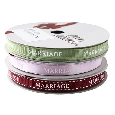 톡톡 팬시굿즈 MARRIAGE 프린팅 포장리본 세트, NO39(C39라일락, G14진카키, G35작색), 13.5m