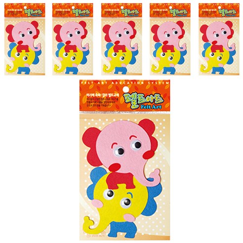 동기오피스 펠트아트지 접착식 2p x 6개, DF-1099 코끼리