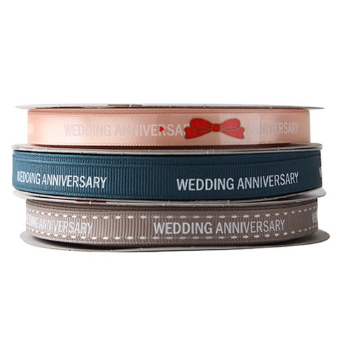 톡톡팬시 WEDDING ANNIVERSARY 프린팅 포장리본 세트, NO59, 13.5m
