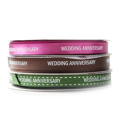 톡톡팬시 WEDDING ANNIVERSARY 프린팅 포장리본 세트, NO44, 13.5m